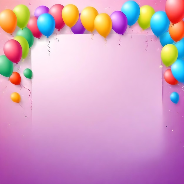 un fond violet avec des ballons et une bannière qui dit des ballons