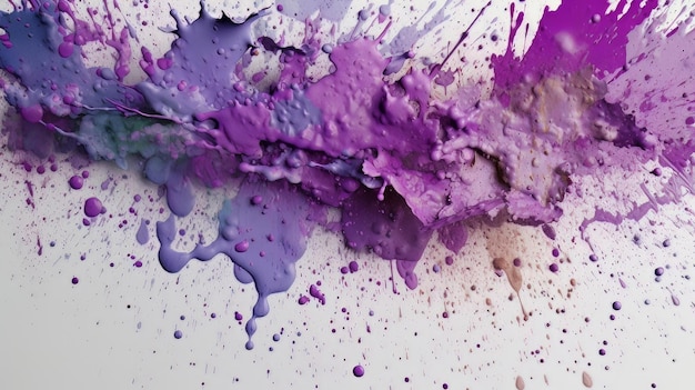 Un fond violet et blanc avec beaucoup de peinture aquarelle éclaboussé