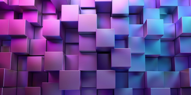 Un fond violet et bleu avec beaucoup de cubes à l'arrière-plan
