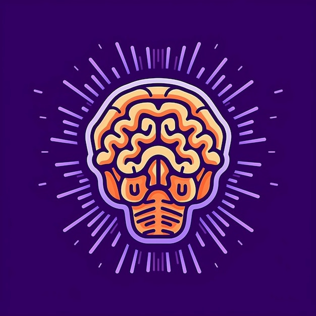 un fond violet avec un cerveau jaune qui dit cerveau dessus.