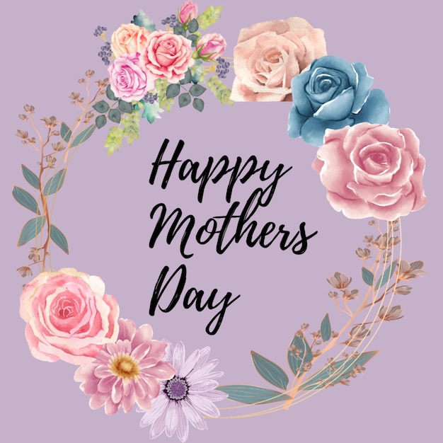 Un fond violet avec une couronne de fleurs et les mots bonne fête des mères.
