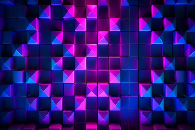 Photo fond violet avec des néons en bleu rose et violet