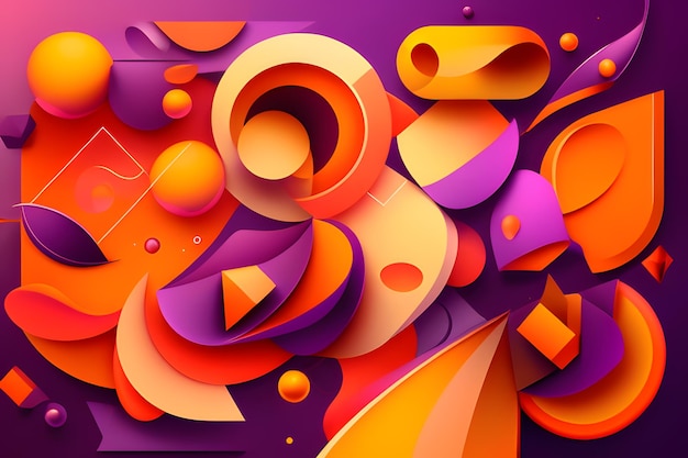 Fond violet et orange avec des formes abstraites