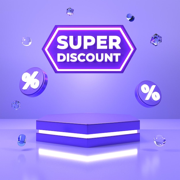 Un fond violet avec un panneau qui dit super rabais.