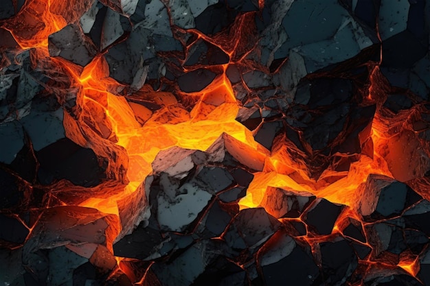 Fond Volcanique Abstrait Lave Basaltique Refroidie Rendu 3D