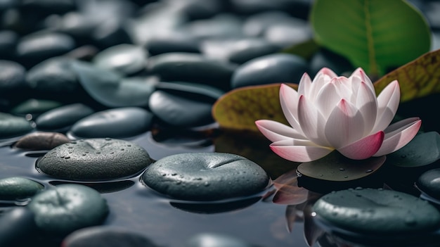Fond zen relaxant avec galets et fleurs de lotus 15