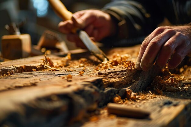 Photo les fondements de l'artisanat charpentiers réparateurs travail axé sur les détails