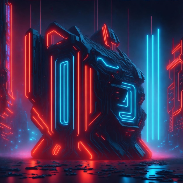 fondo futurista cyberpunk luces néon