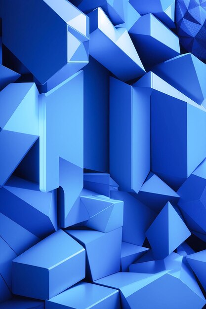 Fonds d'écran abstraits bleus dans le style des angles cubistes aux multiples facettes générés par l'IA