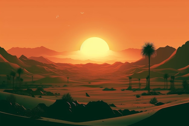 Fonds d'écran Coucher de soleil dans le désert