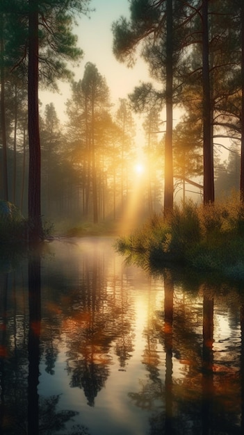 Fonds d'écran Coucher de soleil dans la forêt