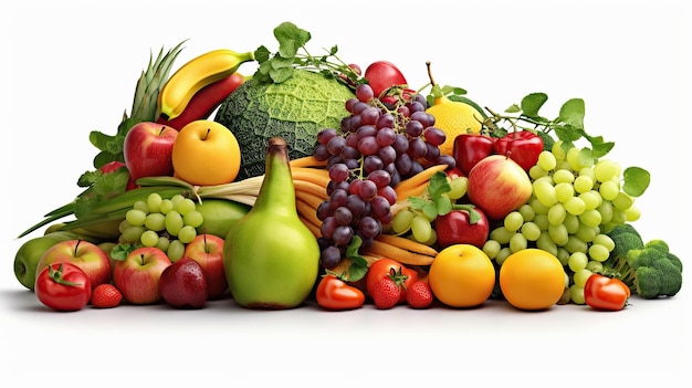 Fonds d'ecran Fruits et légumes Nourriture 3d Fond blanc Generative AI