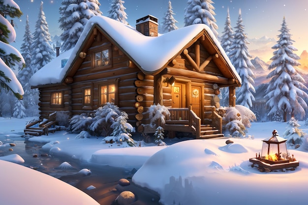 Fonds d'écran Maison en bois dans la neige