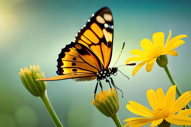 Fonds d'écran Un papillon sur une fleur