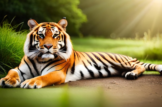 Fonds d'écran Tigre sur l'herbe