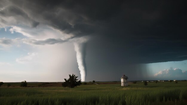 Fonneau de tornade destructeur catastrophe naturelle phénomène atmosphérique d'arrière-plan poussiéreux généré par l'IA