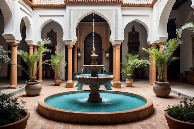 Fontaine de la cour du Riad marocain