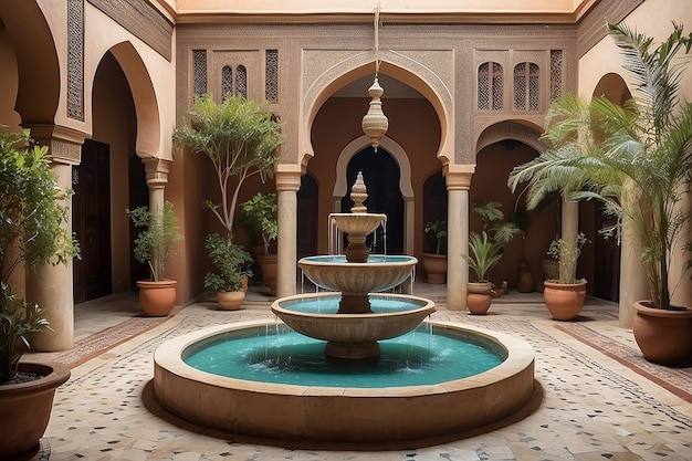 Fontaine de la cour du Riad marocain