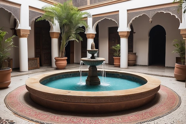 La fontaine de la cour du Riad marocain