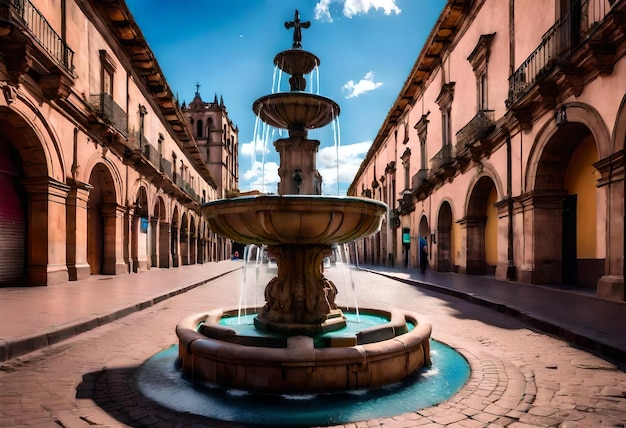 Photo une fontaine avec une croix dessus et une croix au-dessus