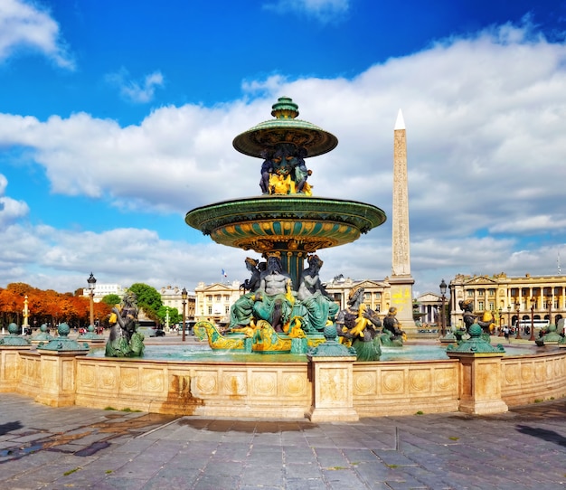 Fontaine de la Place de la Concorde à Paris. La France.