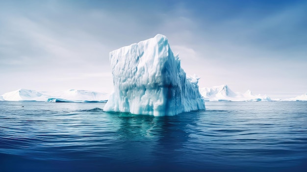 Fonte des calottes polaires Iceberg flottant dans l'océan Impact du changement climatique et du réchauffement climatique Cause de l'élévation du niveau de la mer et de l'inondation des villes côtières