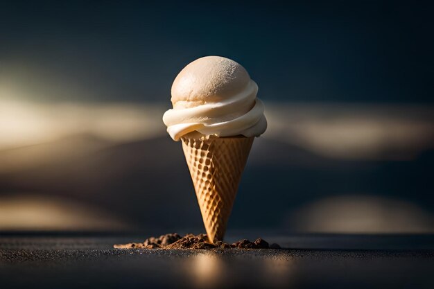 La fonte de la crème glacée dans le cône