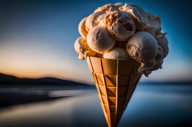 La fonte de la crème glacée dans le cône