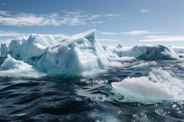 Fonte d'un iceberg flottant dans l'eau Contenu généré par l'IA