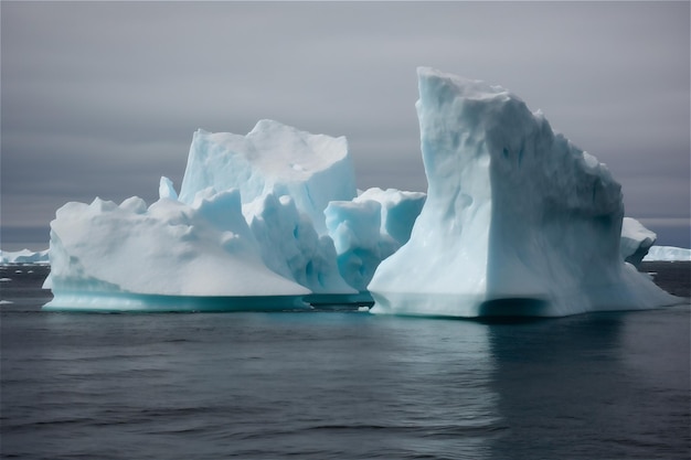 Fonte d'un iceberg flottant dans l'eau Contenu généré par l'IA