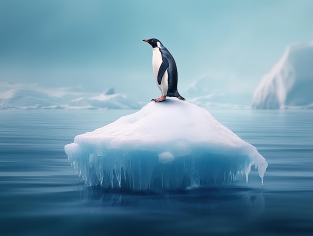fonte des icebergs Antarctique vie en danger changement climatique pingouin ai généré