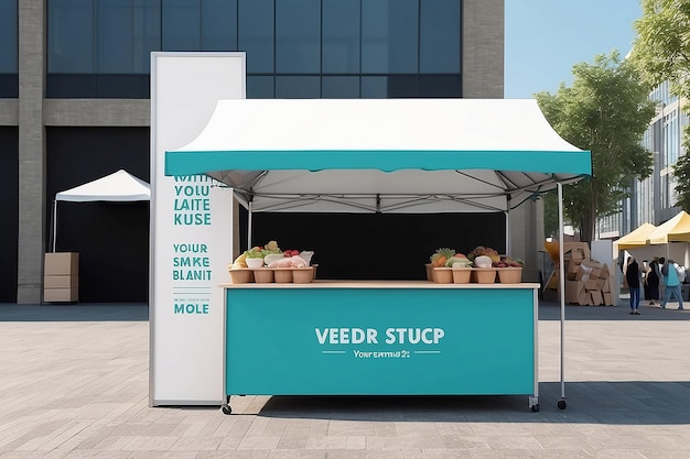 Food Festival Vendor Booth Signage Mockup avec un espace blanc vide pour placer votre conception