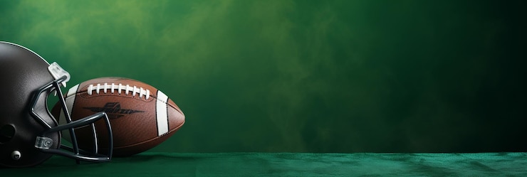 Photo football américain en cuir sur fond vert concept d'équipe de sport sport horizontal thème affiche cartes de vœux en-têtes site web et app générative ai