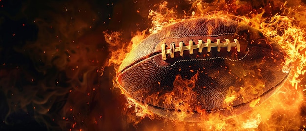 Un football américain englouti par les flammes.