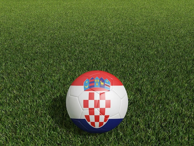 Football en Croatie drapeau sur l'herbe verte rendu 3d