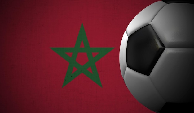 Football football contre un fond de drapeau Maroc Rendu 3D