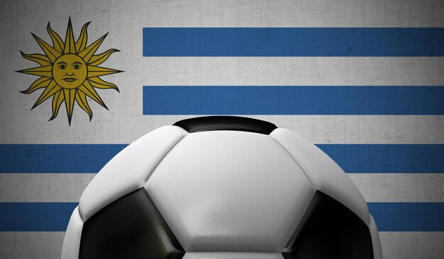 Football football contre un fond de drapeau Uruguay rendu 3D