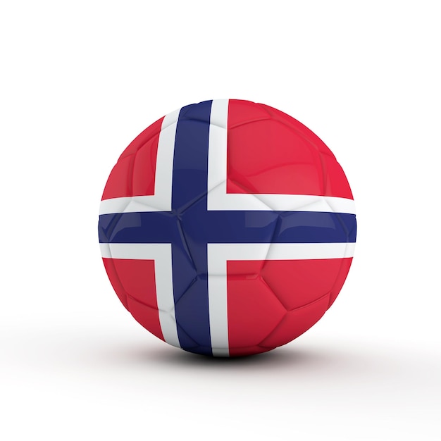 Football football drapeau Norvège contre un arrière-plan uni, blanc, rendu 3D