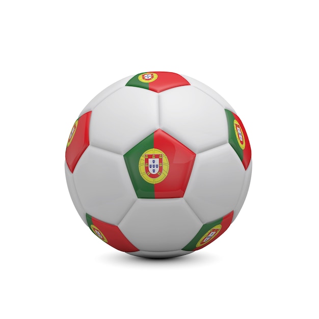 Football football avec drapeau Portugal rendu 3D