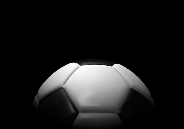 Football football sur fond noir rendu 3D