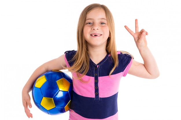 Football football kid fille heureux joueur avec ballon