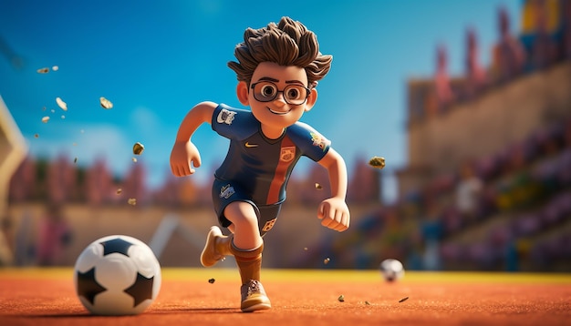 football pixar style animation créative 3d