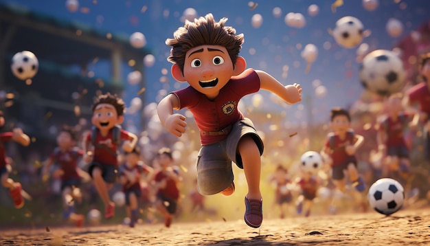 Photo football pixar style animation créative 3d