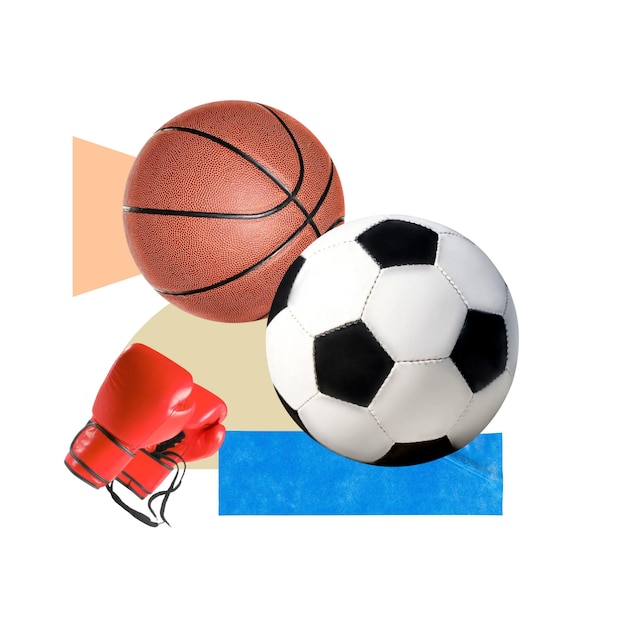 Football png basket-ball sport créatif remix fond transparent