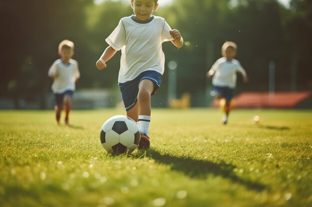 Football pour enfants Football Jeunes enfants Joueurs Match sur la bannière du terrain de football