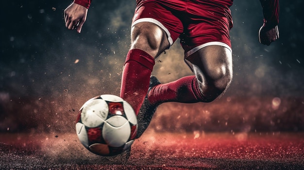 Footballeur en action au stade avec IA générée