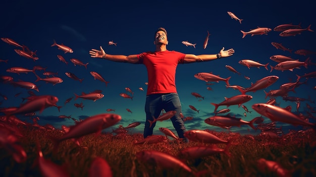 Le footballeur célèbre une victoire sur le stade professionnel Le stade et la foule sont réalisés en 3D