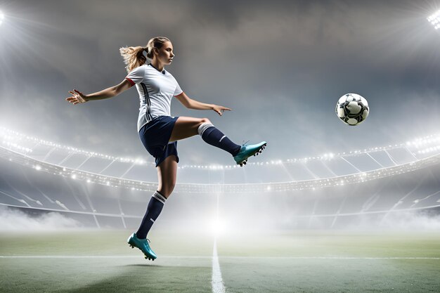 Photo une footballeuse en action