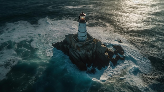 La force et la beauté d'une tour de phare perchée sur une falaise rocheuse