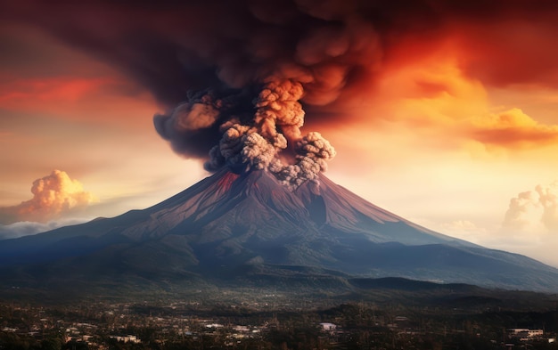 La force de la nature déchaînée par l'éruption d'un volcan